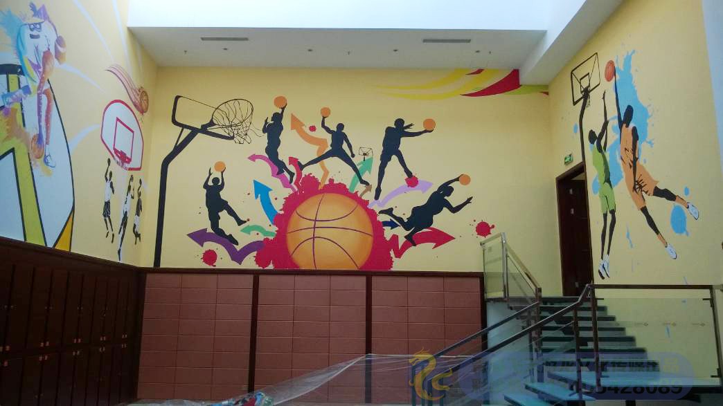 佳兆业室内篮球场壁画彩绘